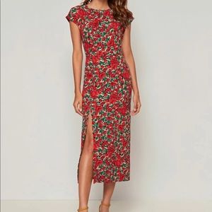 Split thigh floral midi dress